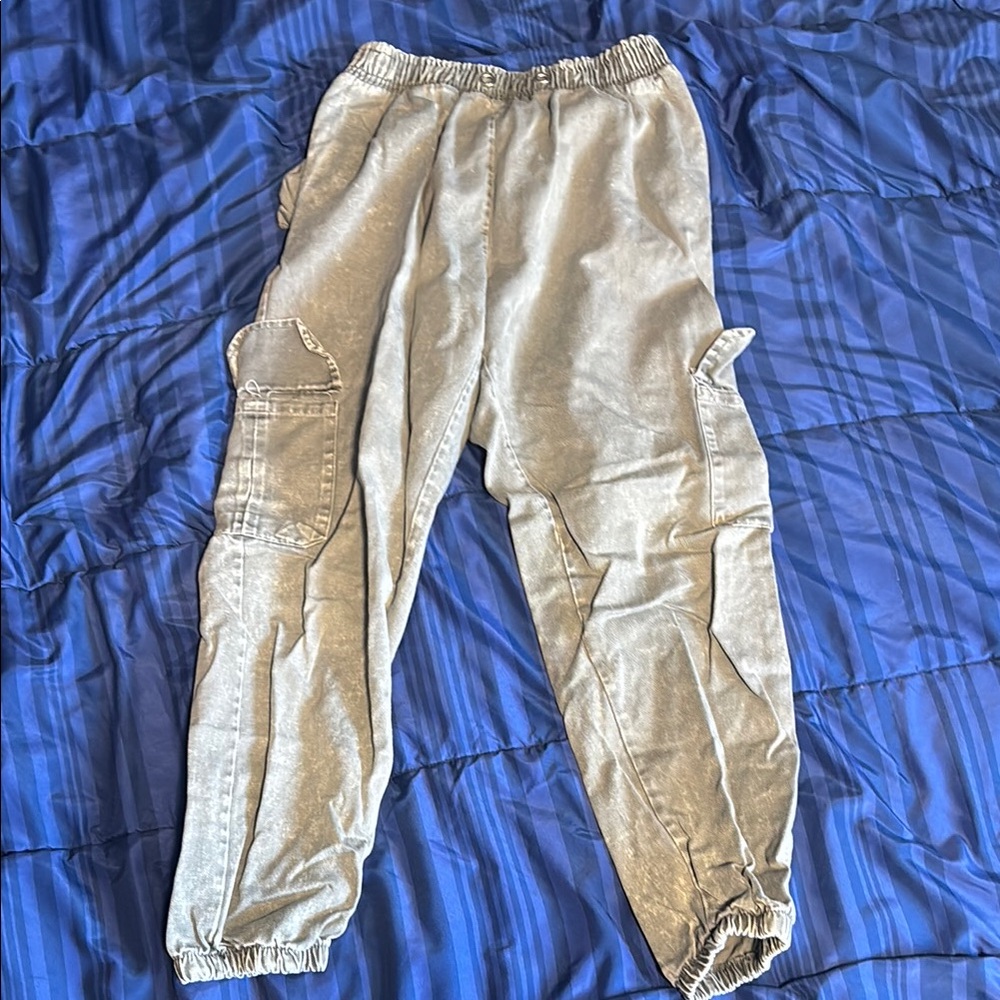 Distressed Green Cargo Joggers